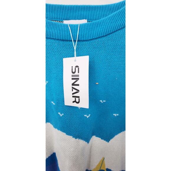 New NWT Sinar Knit Novelty Beach Sweater Size Medium - Picture 5 of 7